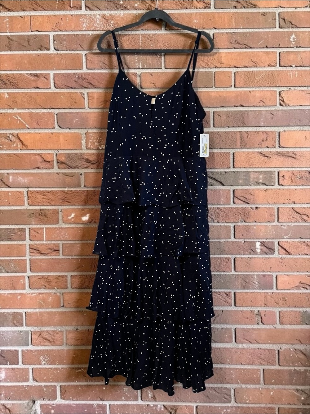 a new day Navy and White Polka Dot Tiered Maxi Dress